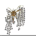 Elegant Golden Wall Sconce with Hanging Circular Crystal Decorations and Illuminated Lights