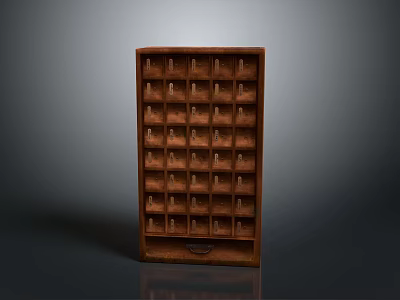 Sturdy Wooden Storage Cabinet With Multiple Small Compartments For Home Organization 3d model