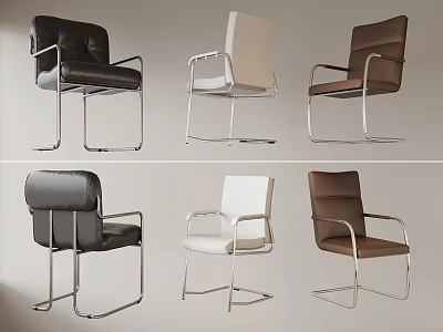 Modern Leisure Chair With Metal Frame In Black White Brown Colors 3d model
