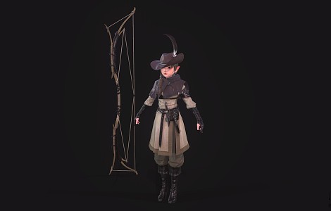 Cute little girl archer anime character 3d model