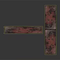 Dark Wood Long Bench And Table Combination Furniture With Metal Railings And Patterned Top