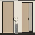 Modern Sleek Wooden Sliding Door With Black Frame For Interior Space