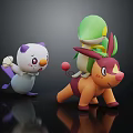 Colorful Cute Cartoon Character Toy Figures With White Purple Green And Orange Playful Designs