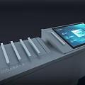 Long Strip DP Device Featuring Multiple Touch Screens Blue LED Lighting And Operator 3d model