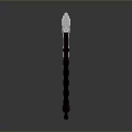 Pixel Art Style Scythe Weapon With Flaming Orange Blade And Dark Handle Design