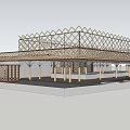 Modern Sports Facility Design With Basketball Court Circular Bleachers And Wooden Flooring