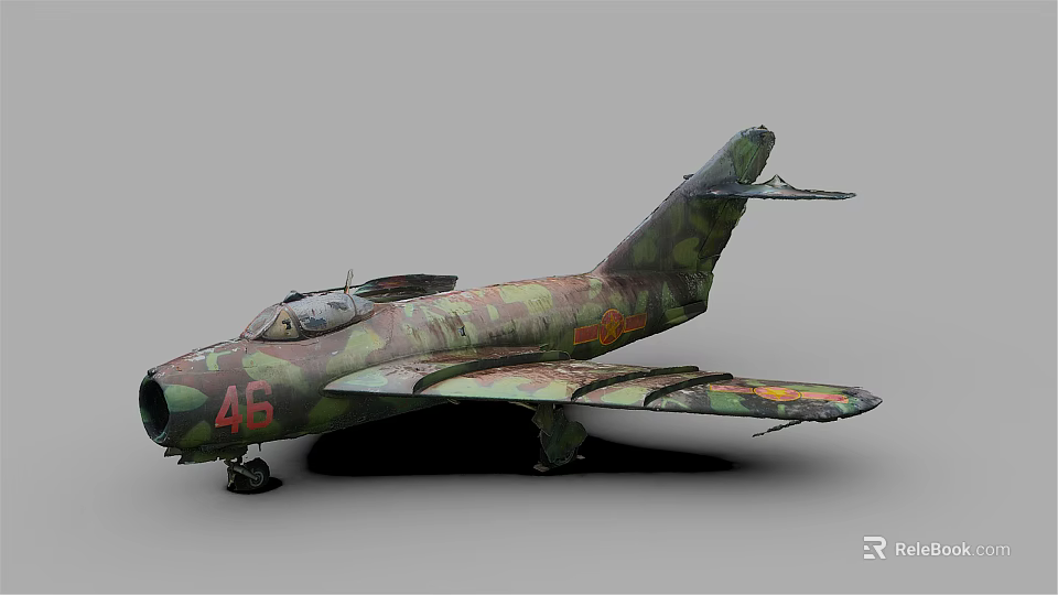 Vintage Military Aircraft With Camouflage Paint Scheme And Number 46 Marking Side View 3d model 