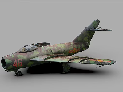 Vintage Military Aircraft With Camouflage Paint Scheme And Number 46 Marking Side View 3d model