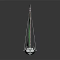 Wooden Sailboat With Green Sail Small Flag And Reflection On Black Surface