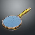 Durable Metal Kitchen Spatula With Blue Round Head And Yellow Handle