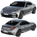 Silver Subaru Sports Car Two Door Design Front And Rear View