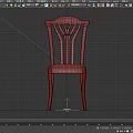 Dark Brown Wooden Single Chair With Heart Shaped Backrest And Leather Seat