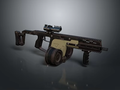 Tactical Military Weapon With Sniper Scope Roller Wheels And Advanced Mechanical Design 3d model