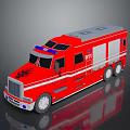 Red Fire Truck With 911 Logo Blue Emergency Lights And White Stripes