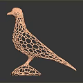 Elegant Red Perforated Dove Shaped Decorative Furniture Ornament With Metallic Base