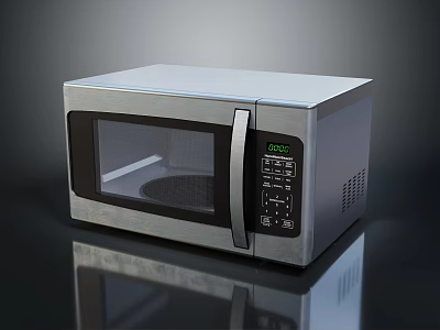 Stainless Steel Microwave Oven For Modern Kitchen With Digital Control Panel And Glass Door 3d model