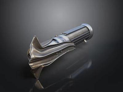 Futuristic Metallic Sci Fi Weapon With Sleek Barrel And Grip Structure 3d model