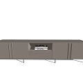 Modern Gray TV Stand With Cabinet Doors And Open Media Storage Compartment