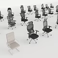 Multiple Black Office Chairs With Various Styles For Modern Office Spaces 3d model