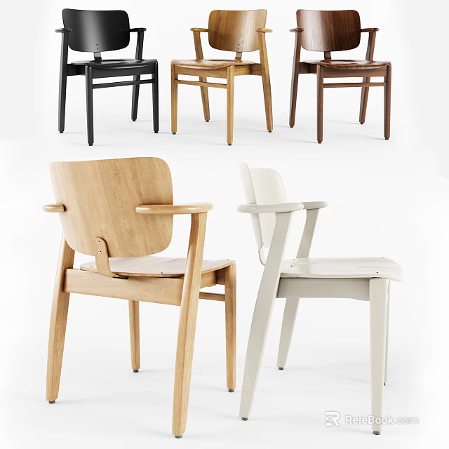 Modern Leisure Chairs With Wooden Frame And Armrest Design In Multiple Colors 3d model 