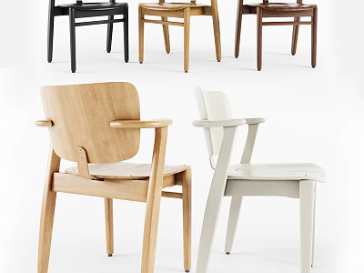 Modern Leisure Chairs With Wooden Frame And Armrest Design In Multiple Colors 3d model