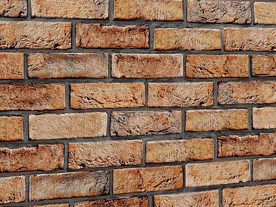 Building Exterior Wall with Rustic Textured Brick Warm Brown and Orange Tones Natural Finish 3d model
