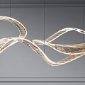 Modern Curved Chandelier With Flowing Lines And Transparent Metallic Finish For Interior Decoration