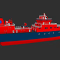 Modern Red and Blue Ship Featuring Multiple Decks Upper Structure and Functional Equipment 3d model
