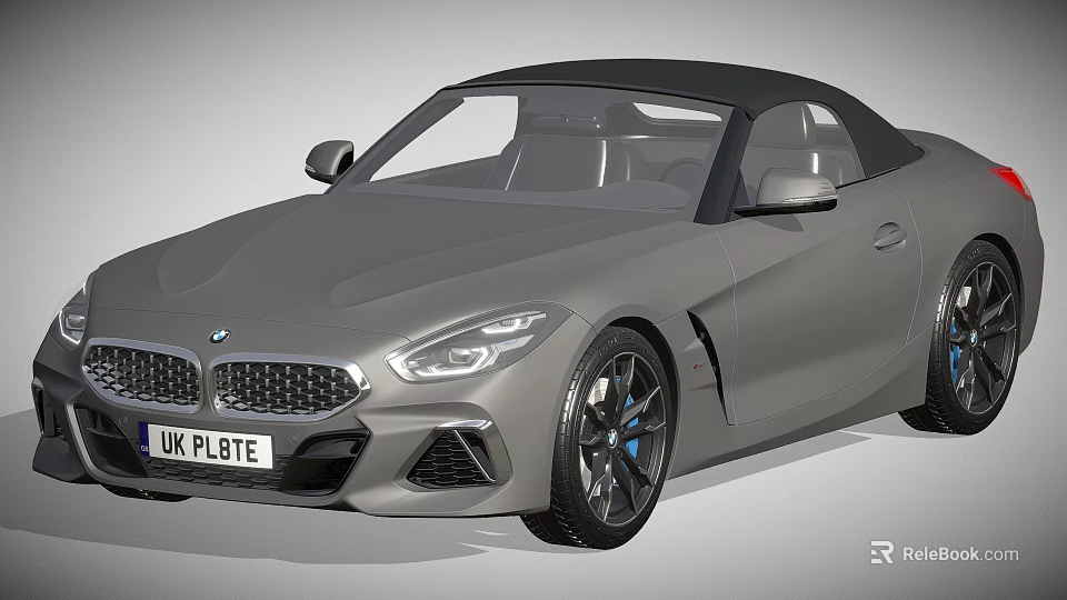Gray BMW Convertible Sports Car With Sleek Design And Alloy Wheels 3d model 