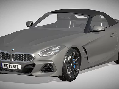 Gray BMW Convertible Sports Car With Sleek Design And Alloy Wheels 3d model