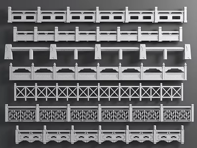 Chinese-style Stone Railing Bridge Railing River Railing Chinese-style Railing White Jade Railing Stone Railing Fence 3d model