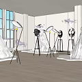 Elegant Bridal Shop In Mall Featuring Wedding Dresses Cherry Blossom Trees And Chandeliers