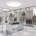 Modern Clothing Store Interior With Display Racks Mirrors Lighting And Plants