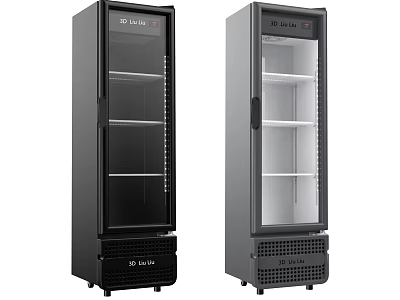 3D INNOV Modern Black Upright Wine Cooler With Glass Door And Storage Shelves 3d model