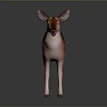 Pink Deer Figurine with White Spots Standing on Dark Background and Reflection