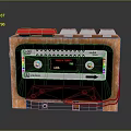 Retro Cassette Player Design With Wooden Casing Red White Buttons And Tape Reel Windows