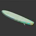 Stylish Paddleboard with White Surface Blue Edge and Yellow Green Tail Pattern