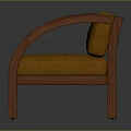 Leisure Chair with Wooden Frame Curved Armrests Brown Padded Cushion and Modern Sleek Design