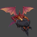Armored Warrior Character Riding Fire Breathing Scaly Red Dragon Creature In Action