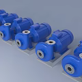 Blue Industrial Electric Motor Pumps Machinery Components Mounted On Concrete Bases