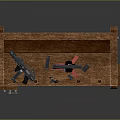 Weapon Maintenance Setup On Wooden Workbench With Tools And Red Parts