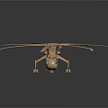 Detailed Golden Helicopter Model With Multiple Rotors Displayed On Dark Background