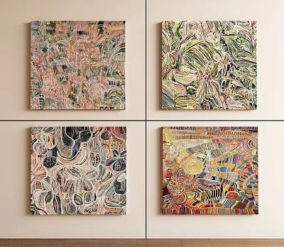 Abstract Paintings Artwork Collection Featuring Vibrant Colors And Diverse Textures 3d model