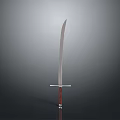 Single Medieval Sword With Metal Blade Wooden Handle And Cross Guard On Dark Background