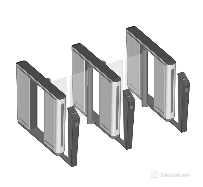 Modern Public Facility Turnstiles Ensuring Efficient Pedestrian Access Control And Security 3d model 
