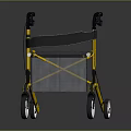 Yellow And Black Folding Walker With Four Wheels Ergonomic Handles And Storage Basket