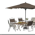 Outdoor Garden Table Set With Umbrella And Comfortable Chairs For Patio Dining