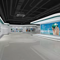 Modern Exhibition Hall Interior With Display Walls Images Charts And Open Space Layout
