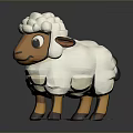 Cartoon Style Sheep With White Wool Brown Head And Black Legs Cute Design