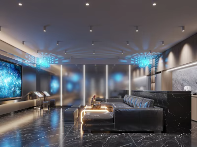 Modern KTV Room With Sofa Lighting And Large Screen 3d model